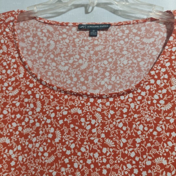 Adrianna Papell Womens 2X Stretch Pullover Top Short Layered Flutter Sleeve - Picture 3 of 9